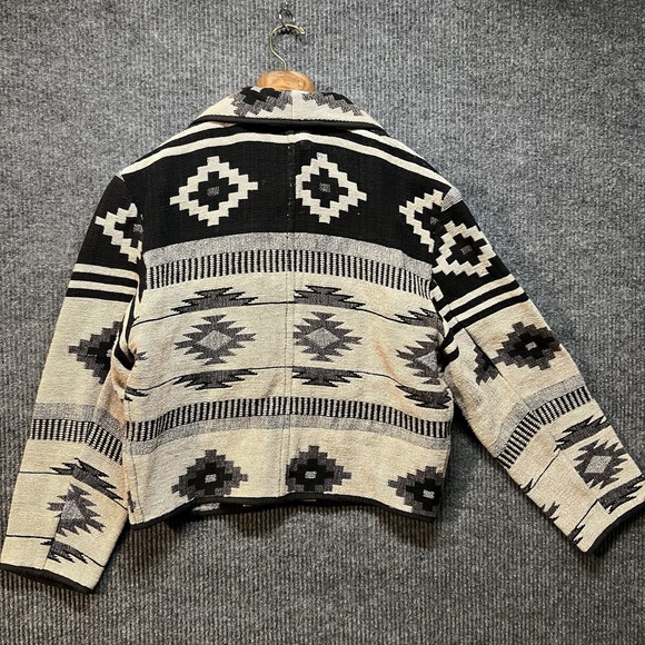 Vintage Flashback Southwestern Aztec Cotton Cardigan Women's Size Large Tan - Picture 7 of 7